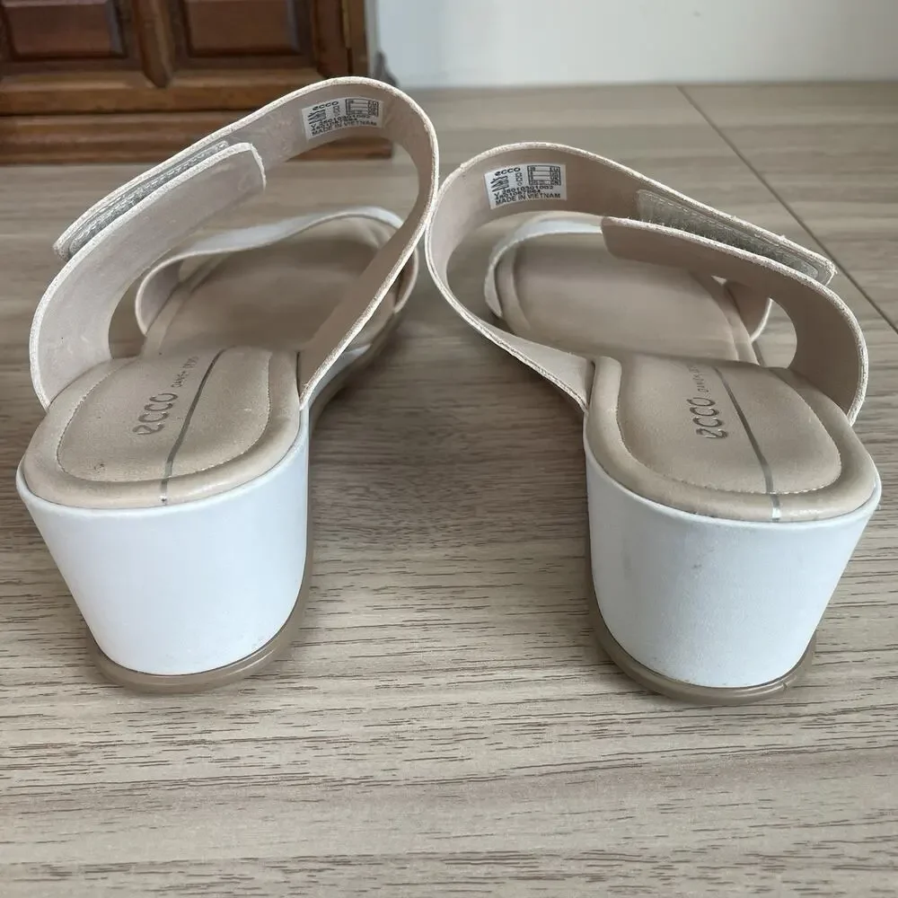 ECCO Shape 35 Wedge Bright White Leather Hook Loop Slip-On Mule Size US 8 EU 39 - Picture 9 of 10